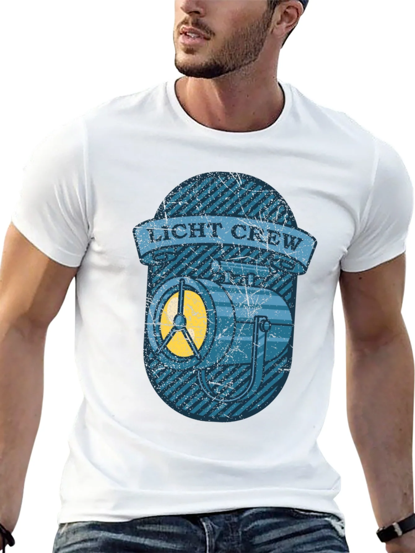 Licht Crew T-Shirt - Vintage Spotlight Design