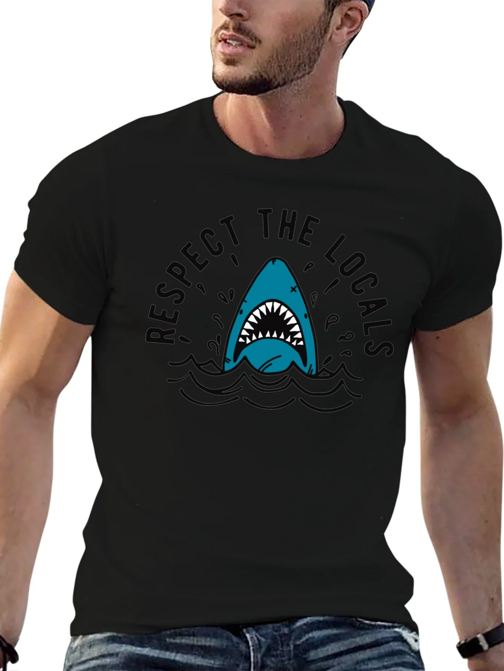 Respect the Locals Shark T-Shirt - Black