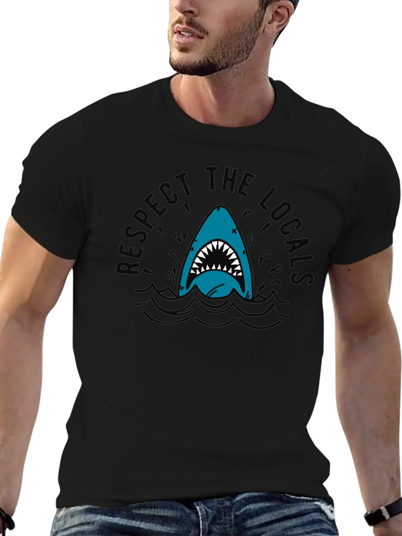 Respect the Locals Shark T-Shirt - Black