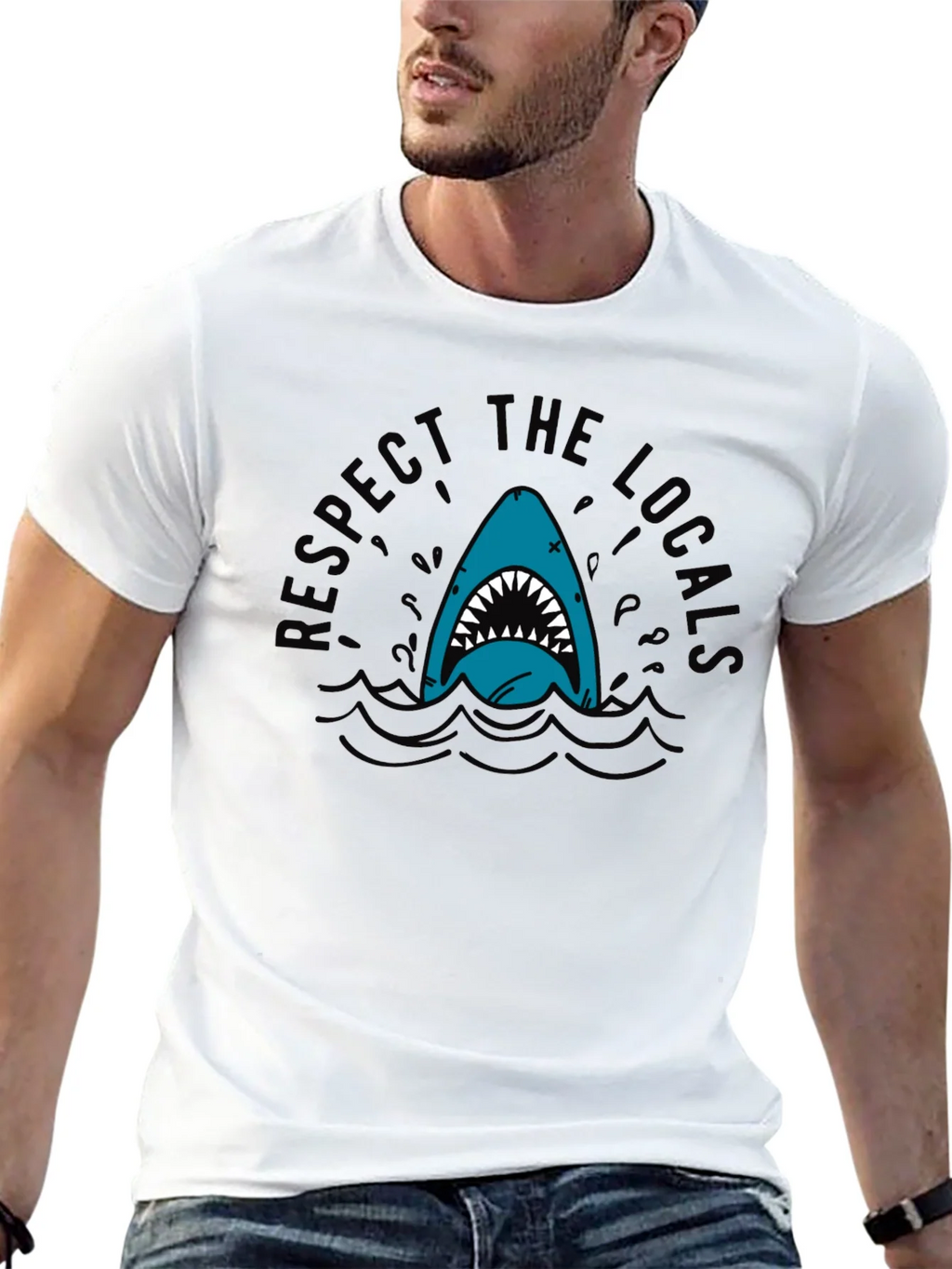 Respect the Locals Shark T-Shirt - Black