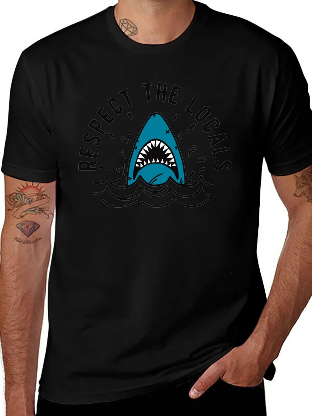 Respect the Locals Shark T-Shirt - Black