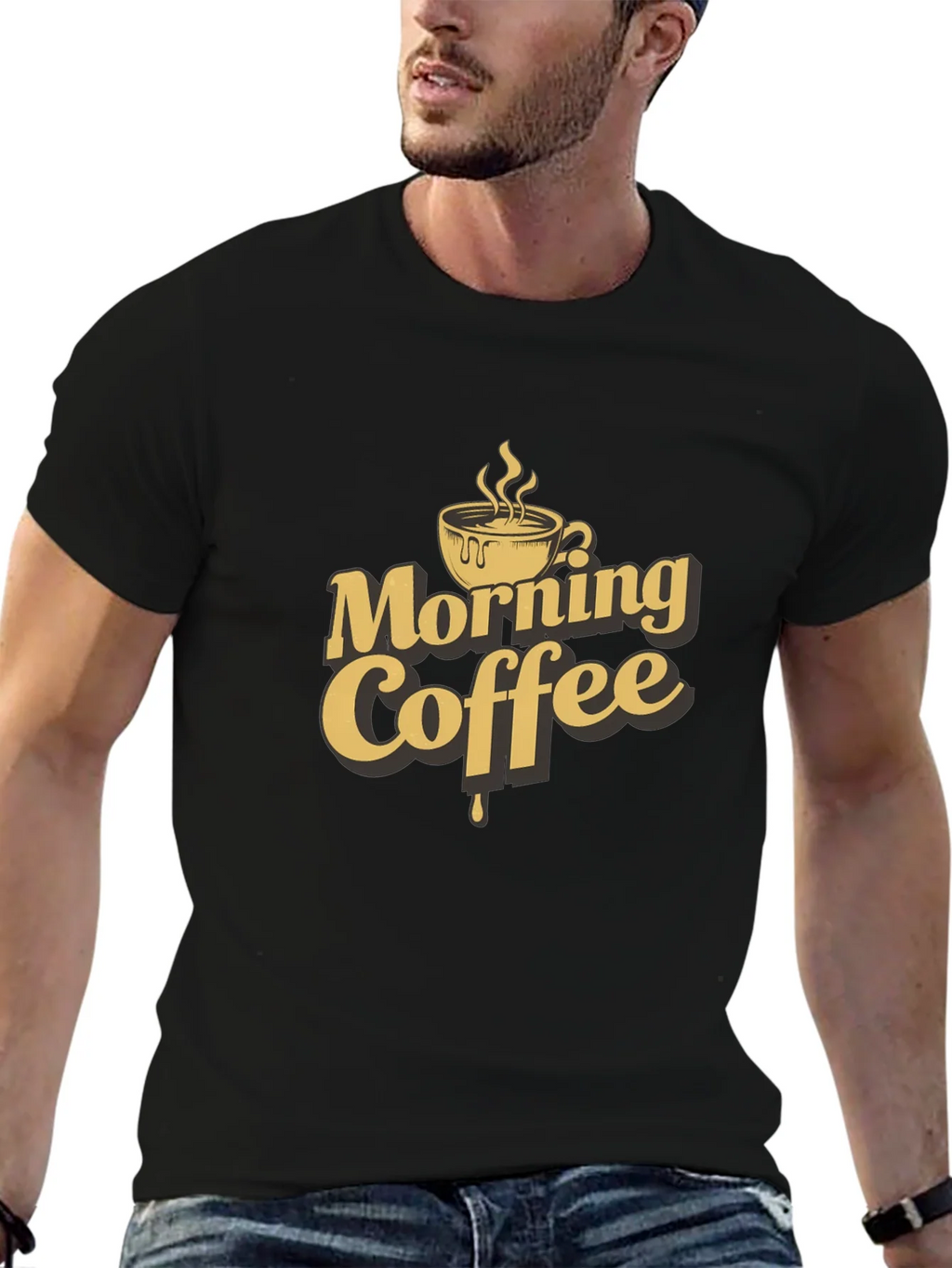 Morning Coffee Graphic T-Shirt - Black