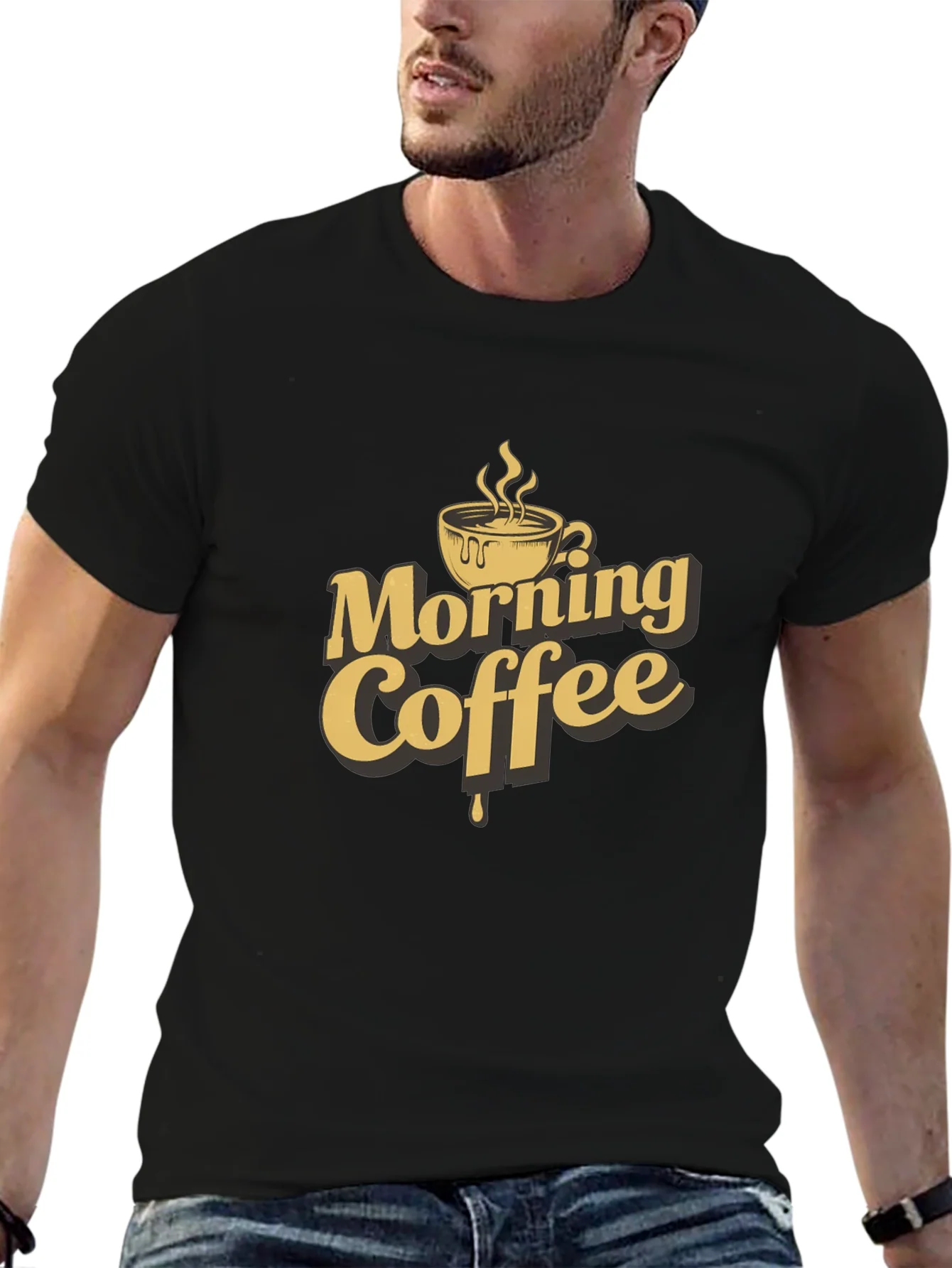 Morning Coffee Graphic T-Shirt - Black