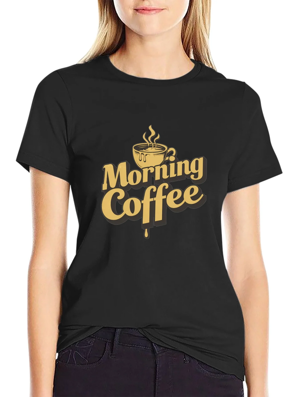 Morning Coffee Graphic T-Shirt - Black
