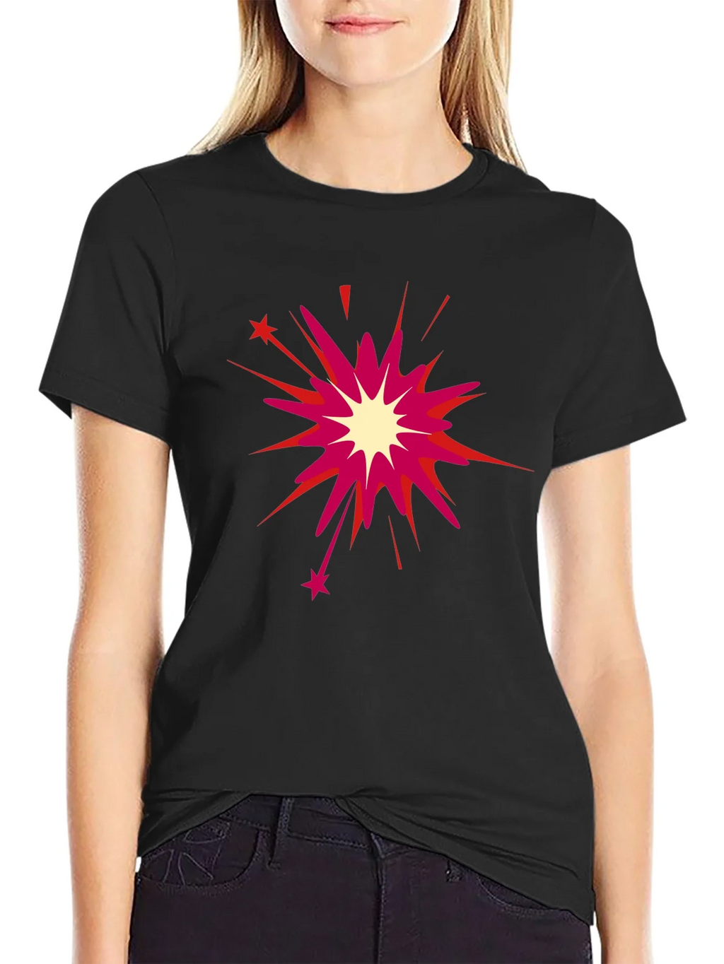 Black T-Shirt with Burst Design