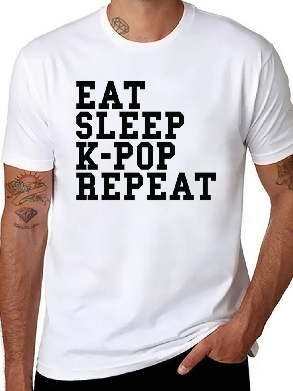 Eat Sleep K-Pop Repeat Graphic T-Shirt