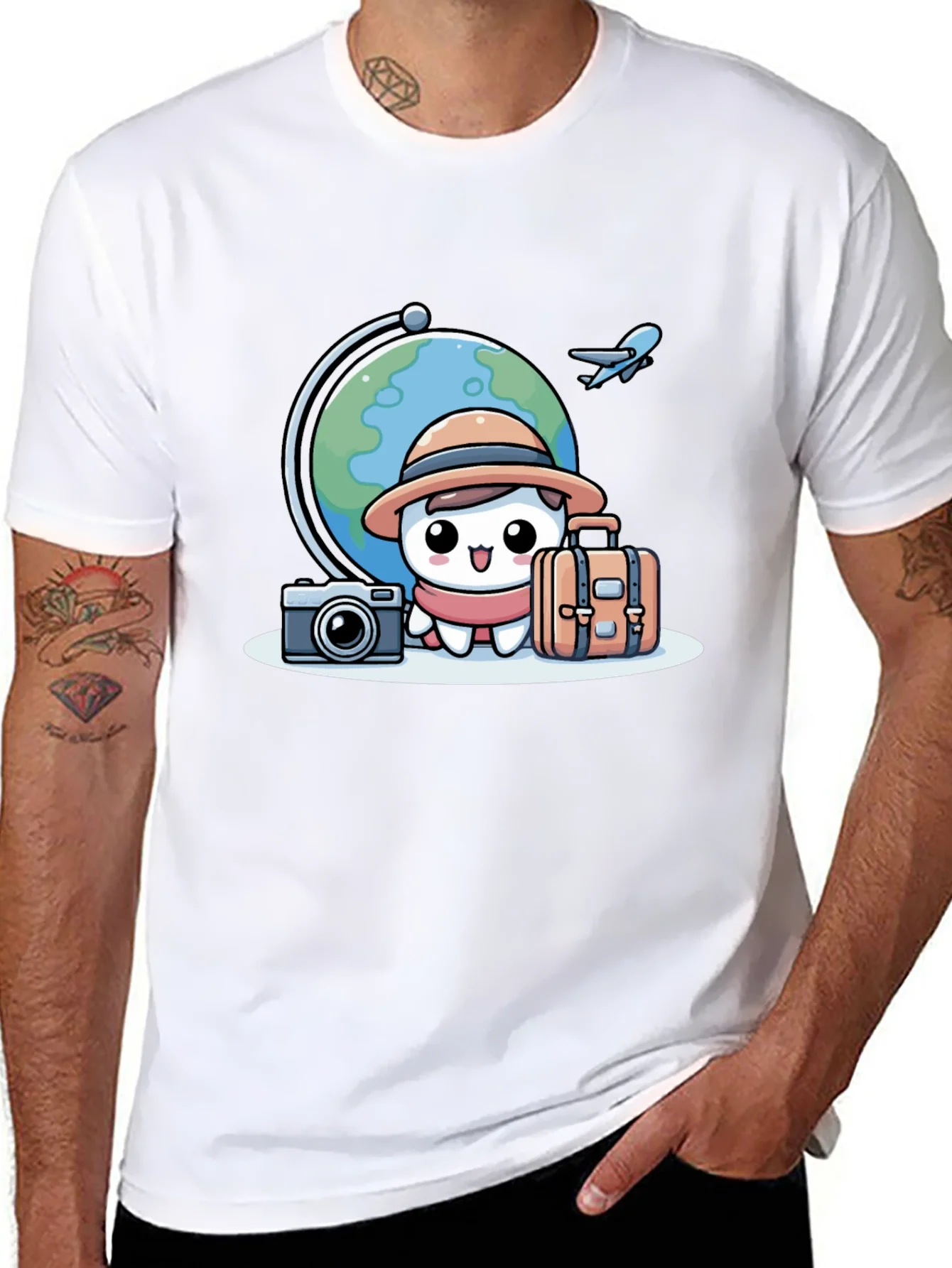 Cartoon Traveler T-Shirt - Globe Trotter Style