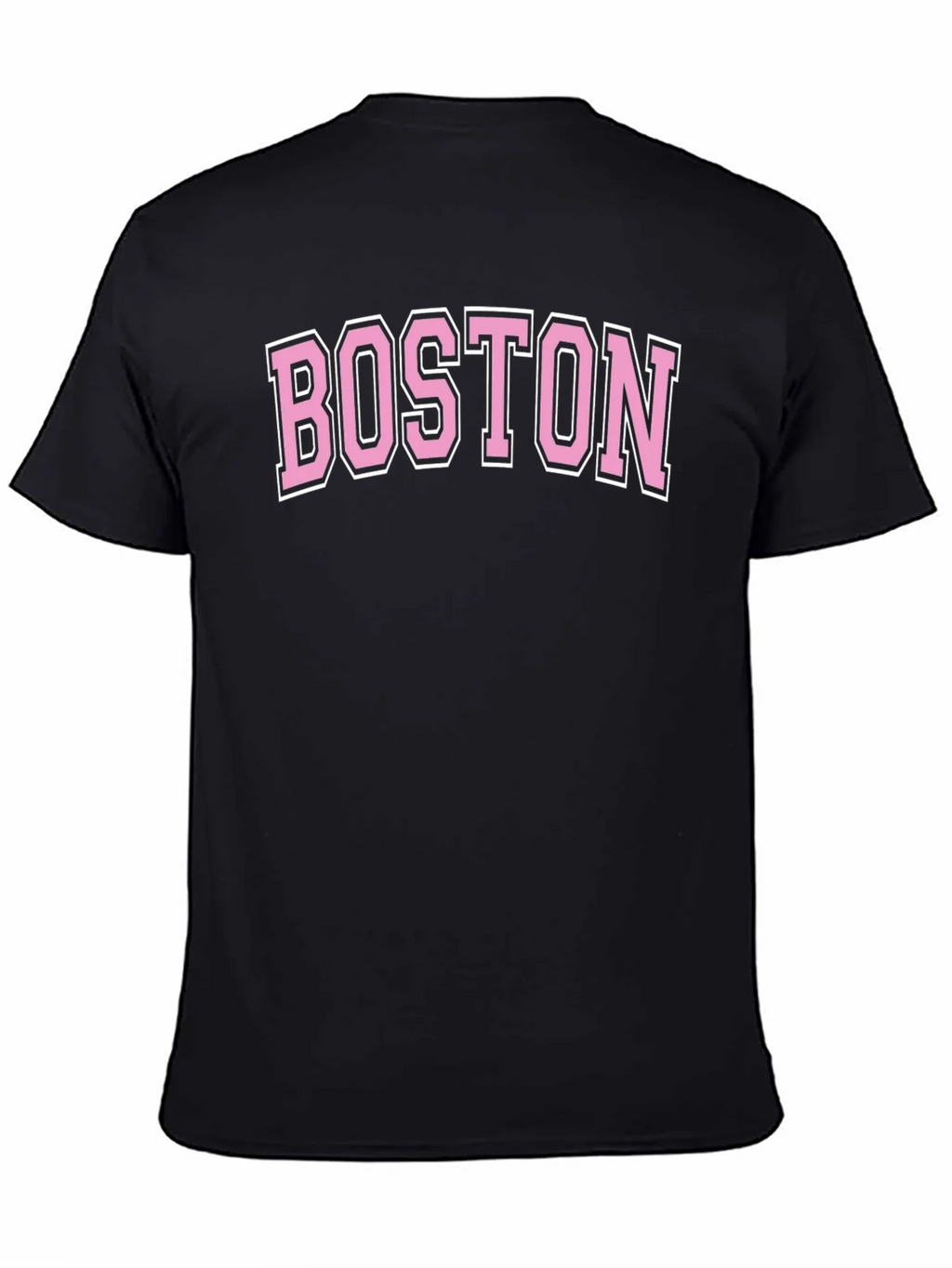 Boston Pink Letter Graphic Black T-Shirt