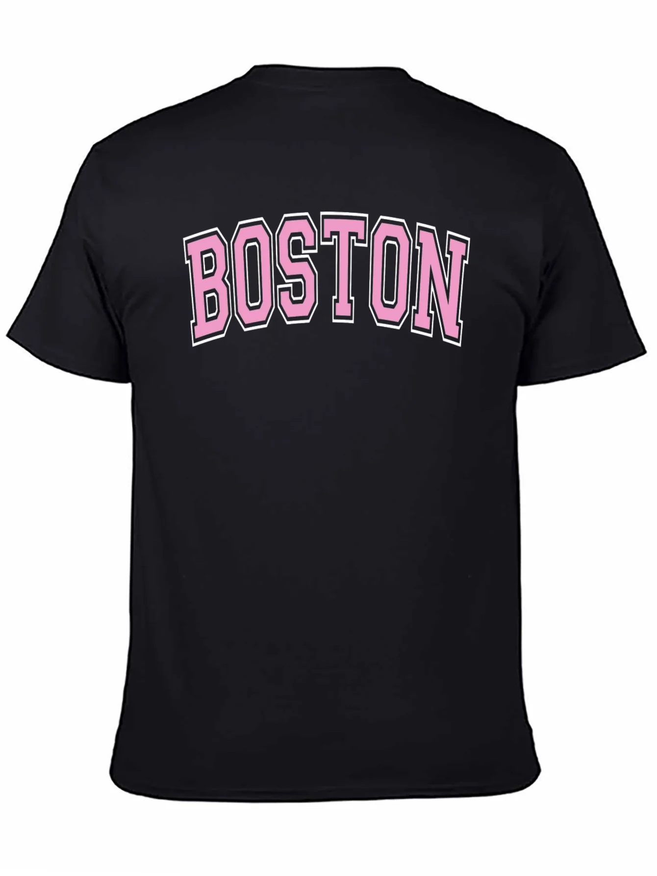 Boston Pink Letter Graphic Black T-Shirt