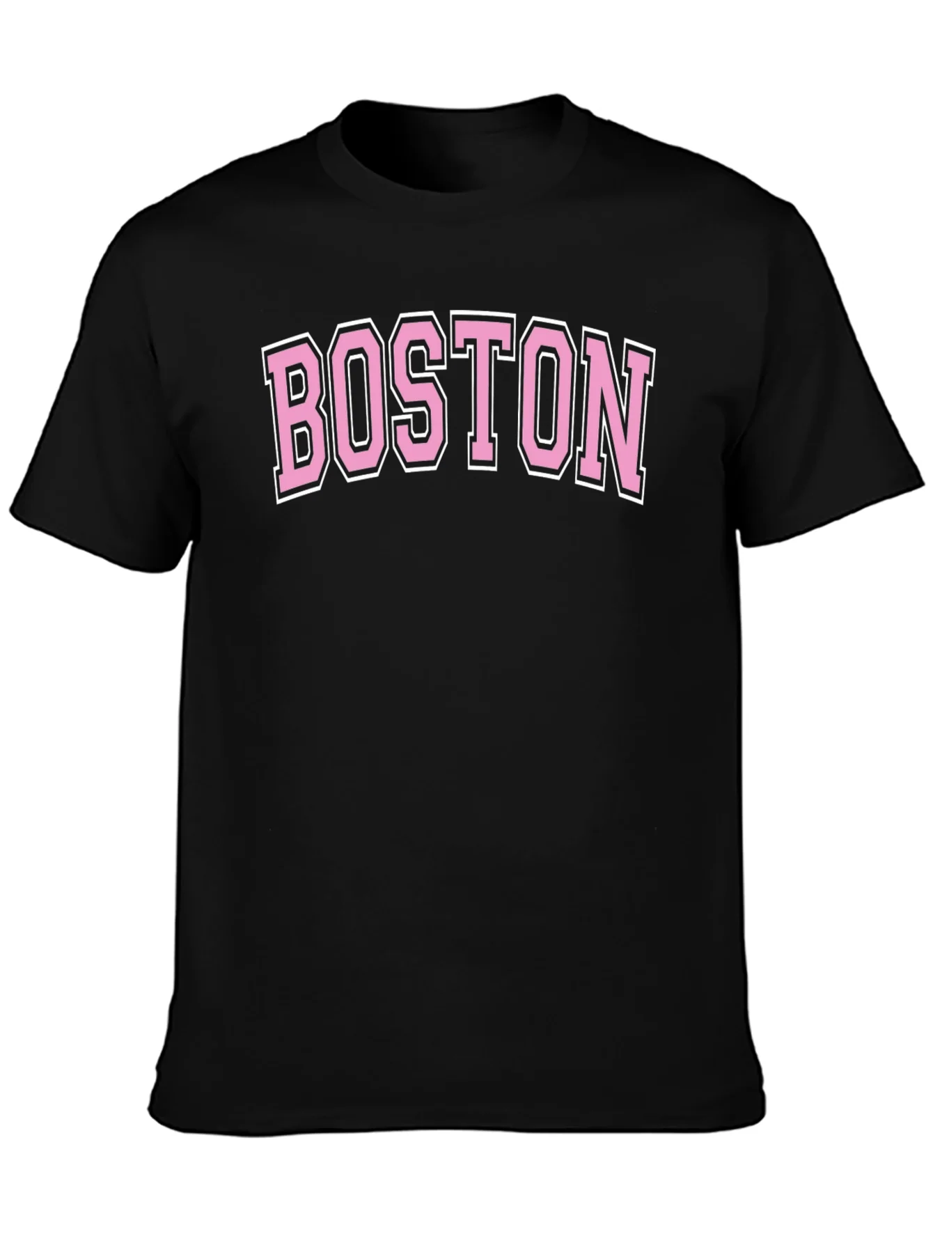 Boston Pink Letter Graphic Black T-Shirt