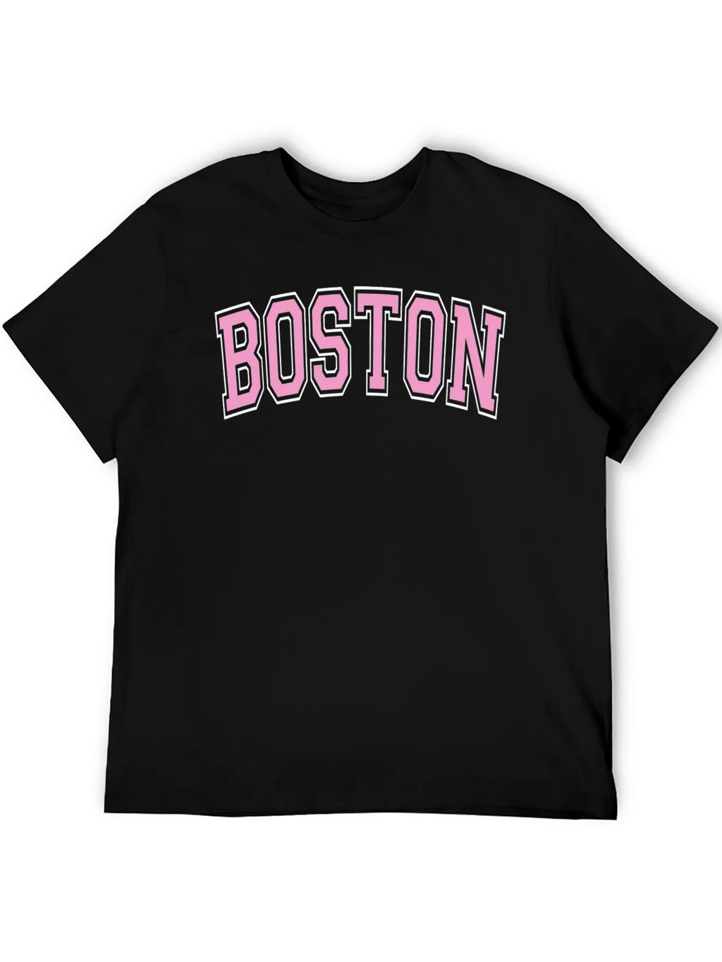 Boston Pink Letter Graphic Black T-Shirt