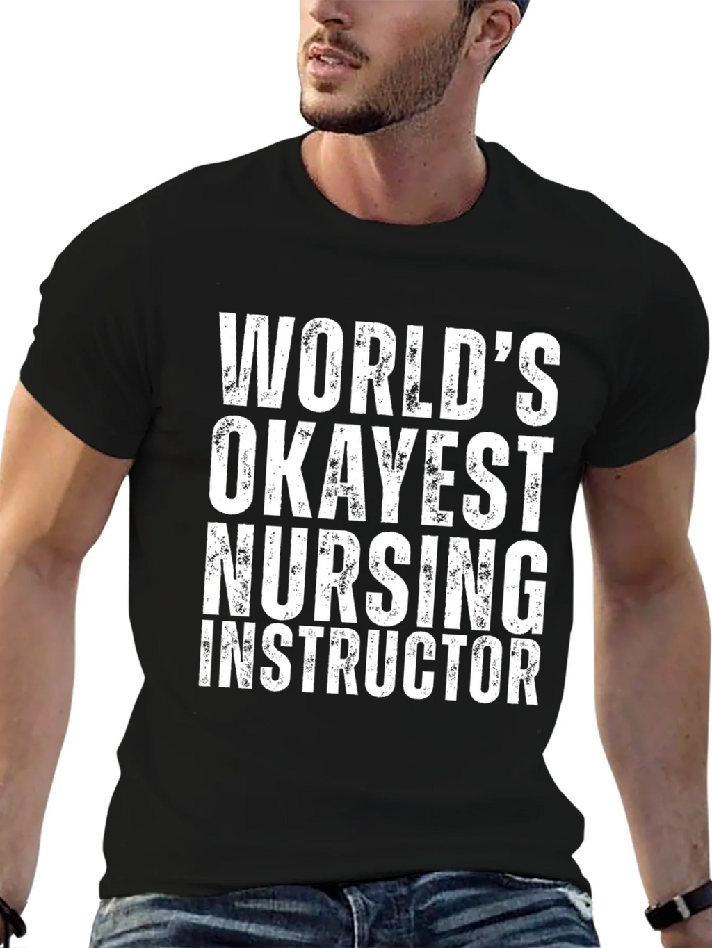 Worlds Okayest Nursing Instructor T-Shirt - Black
