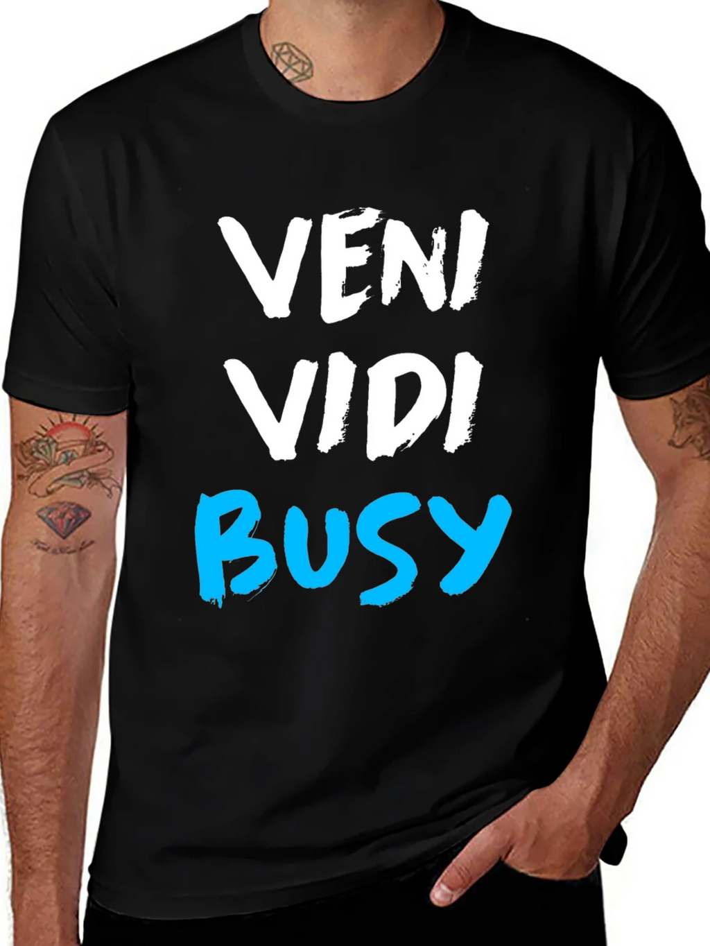 Veni Vidi Busy Graphic Tee - Black Casual T-Shirt