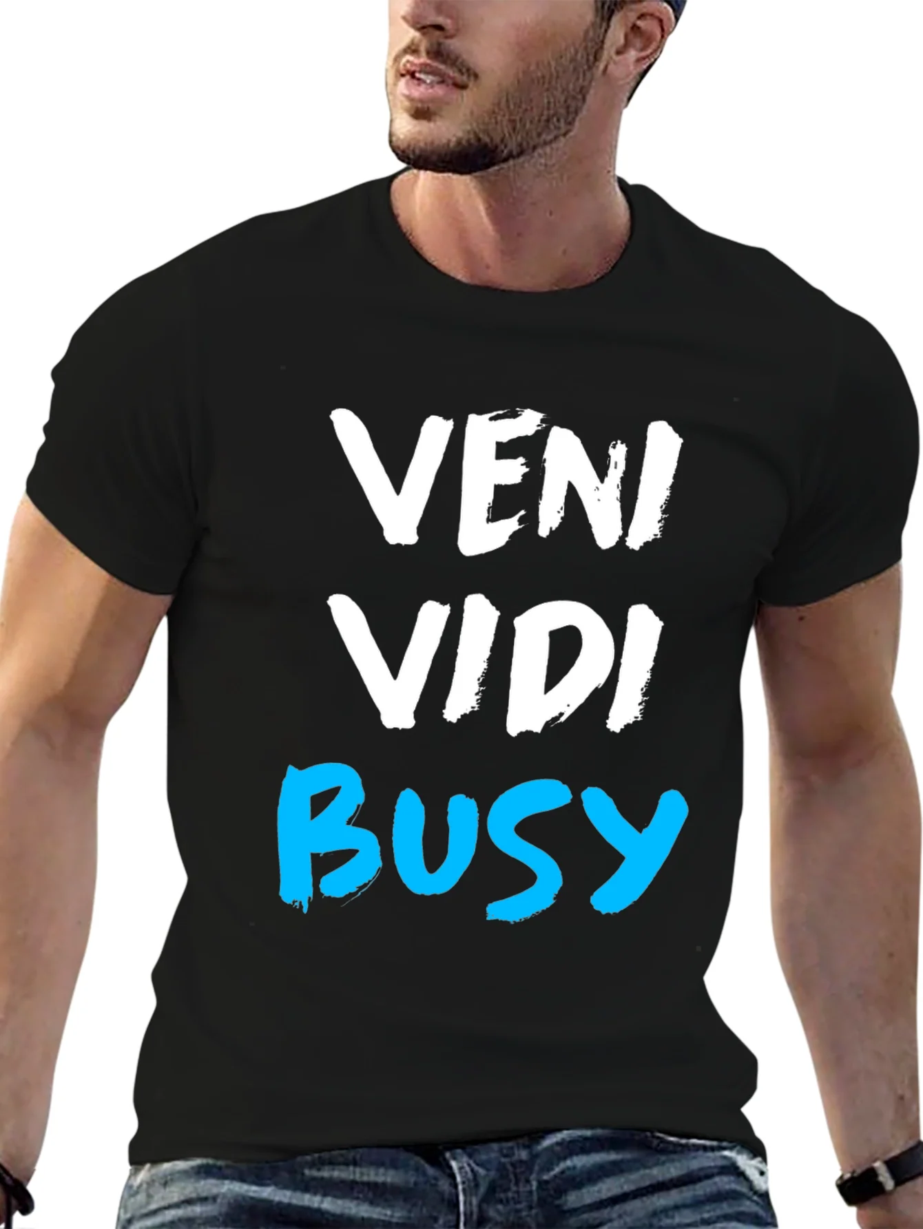 Veni Vidi Busy Graphic Tee - Black Casual T-Shirt