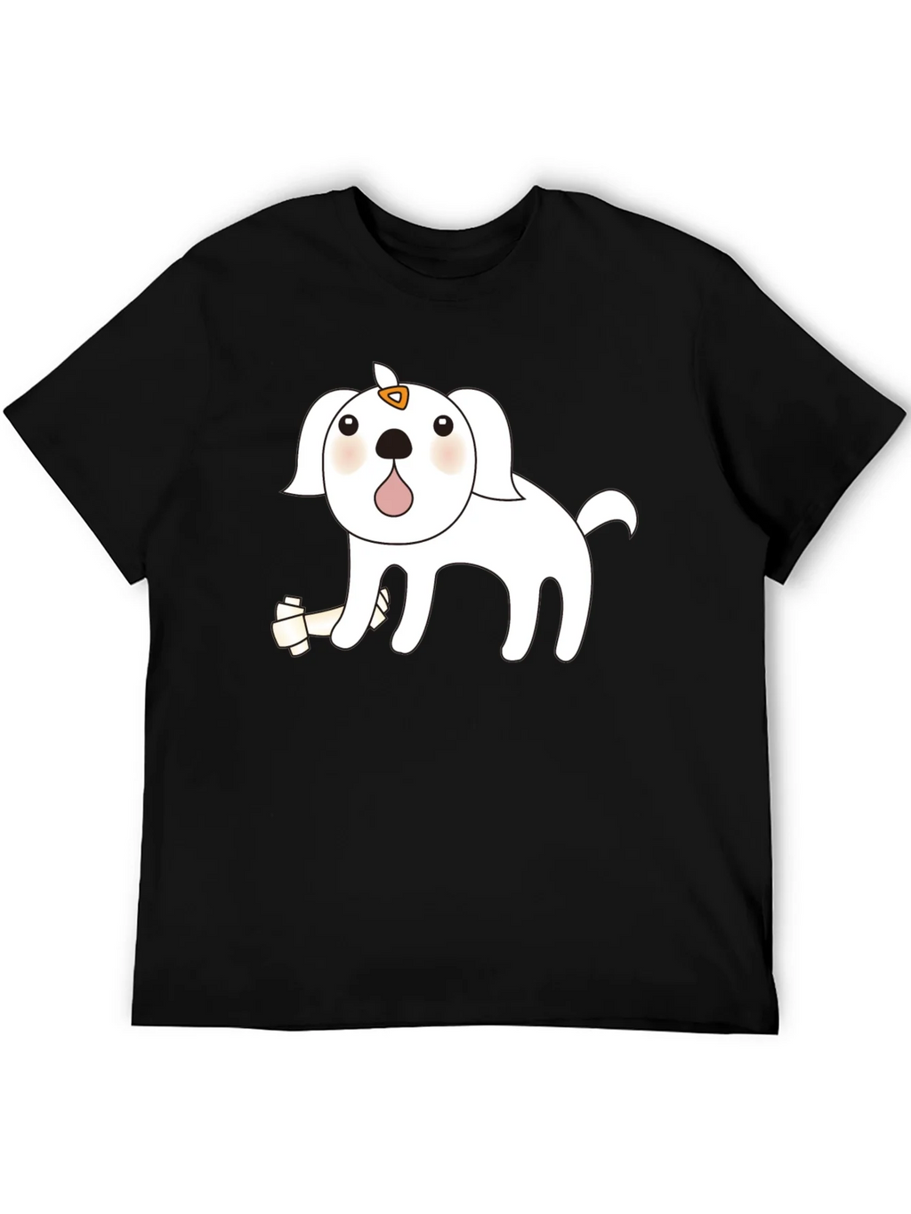 Cute Cartoon Dog Black T-Shirt
