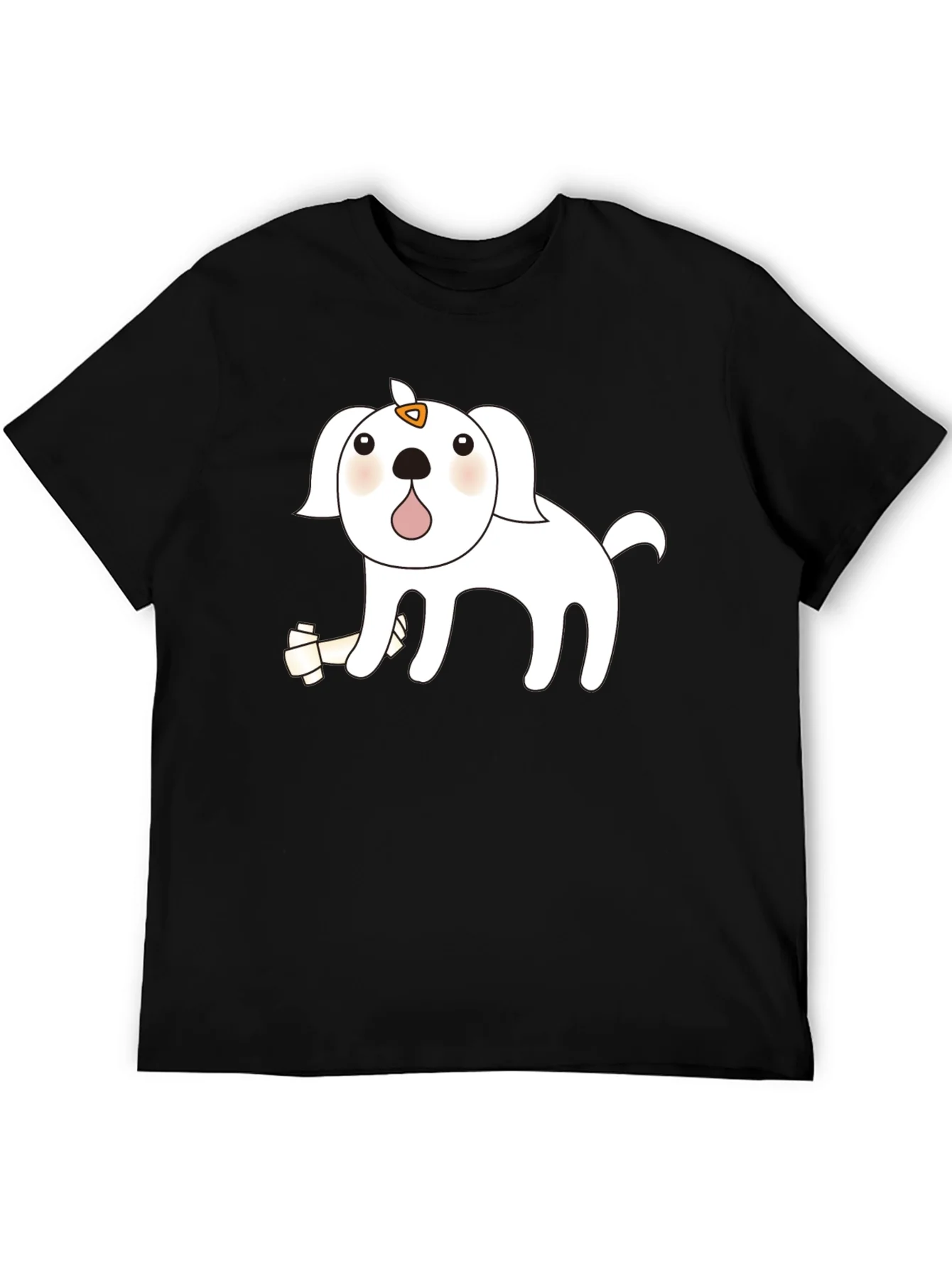 Cute Cartoon Dog Black T-Shirt
