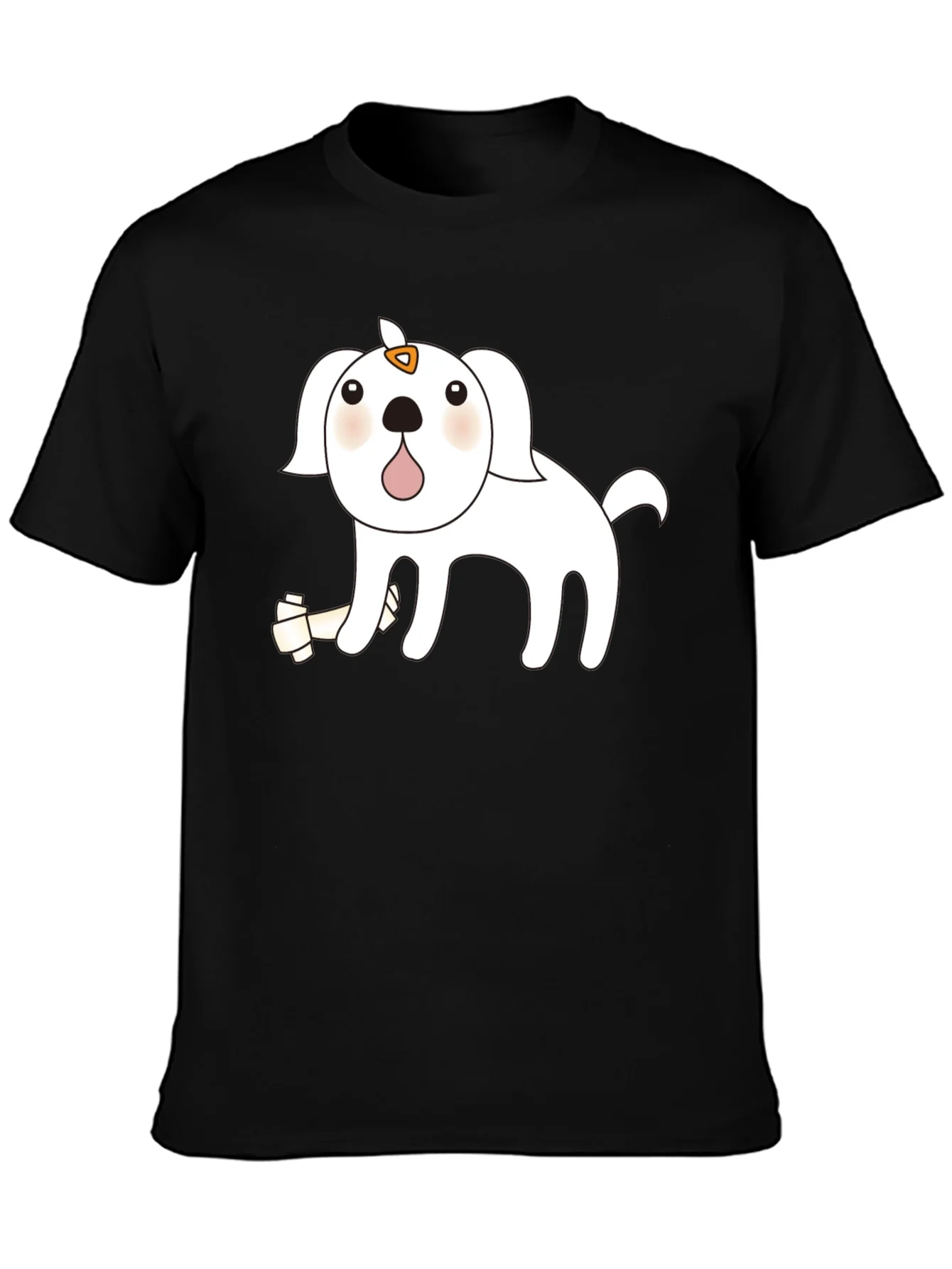 Cute Cartoon Dog Black T-Shirt
