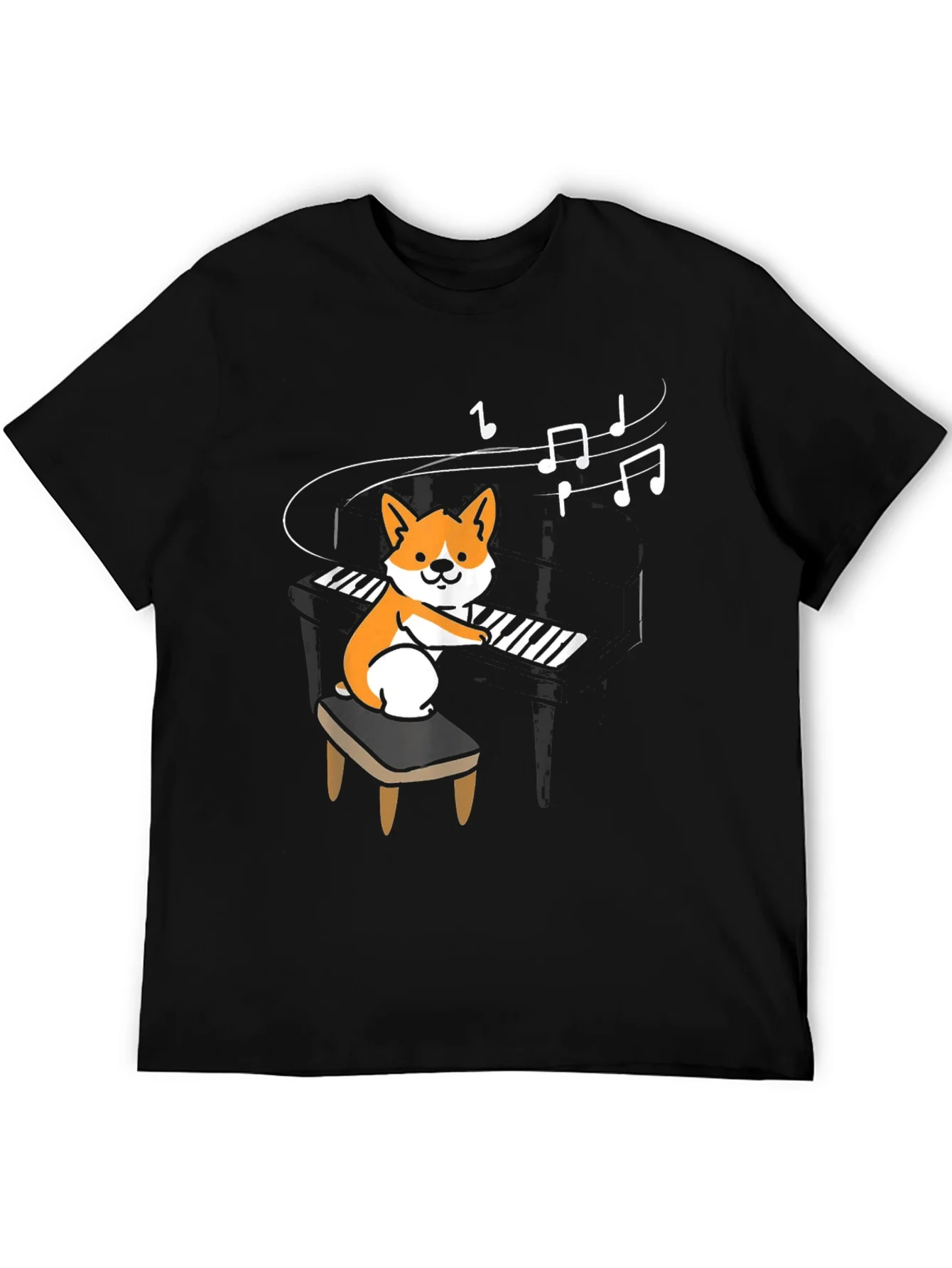 Corgi Pianist Graphic Tee - Music Lover T-Shirt
