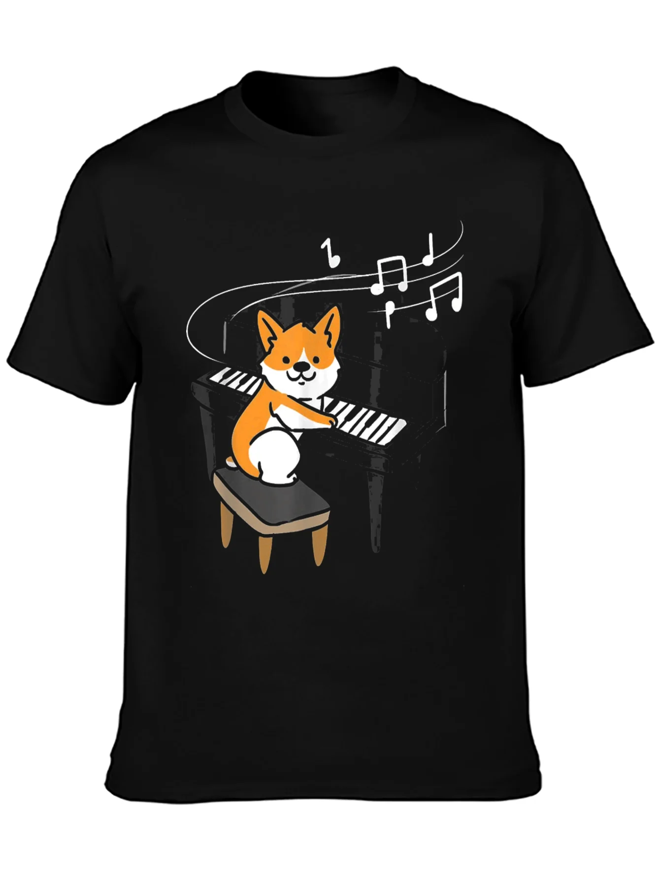 Corgi Pianist Graphic Tee - Music Lover T-Shirt