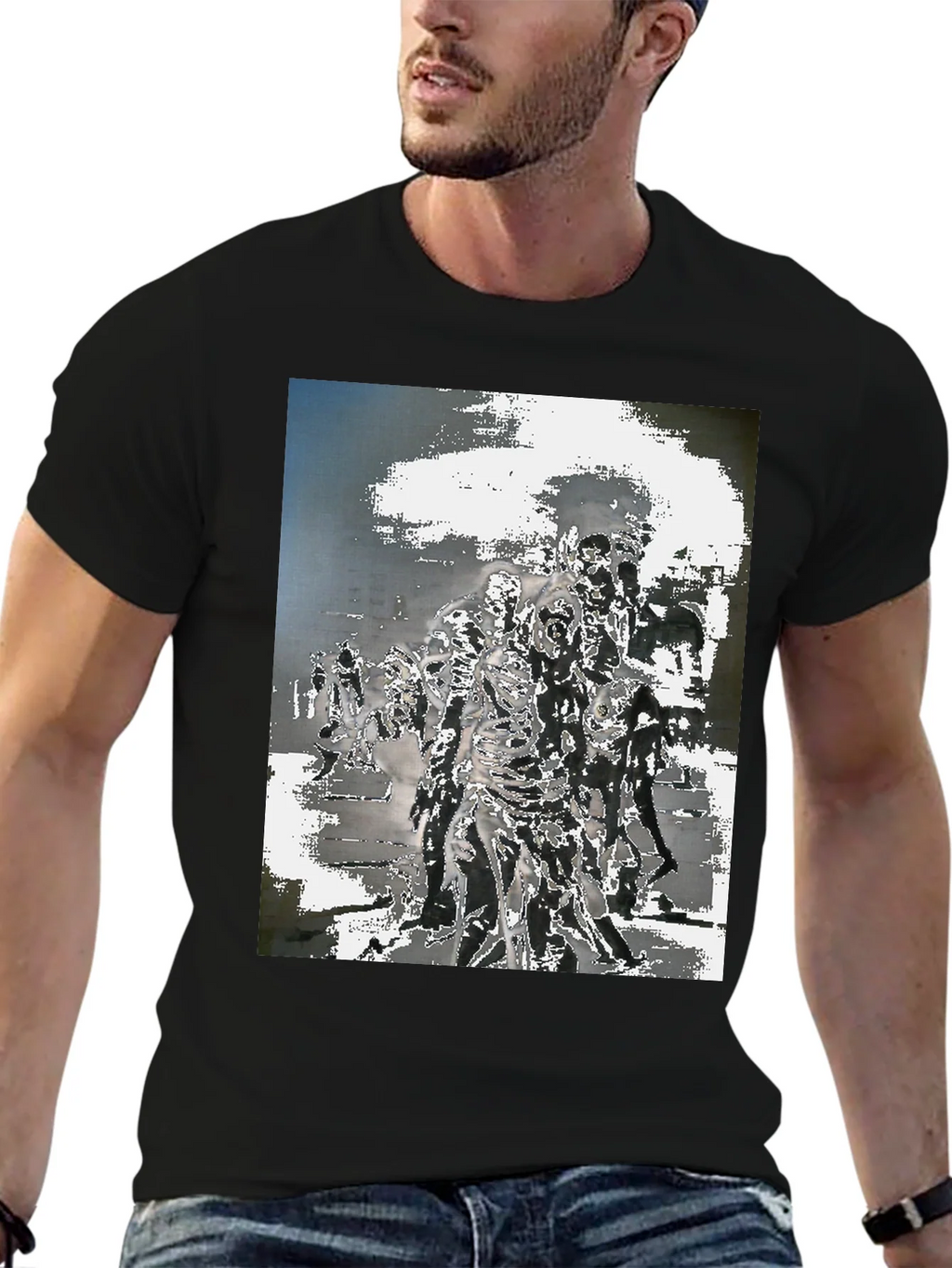 Zombie Horde Graphic Tee - Black Cotton T-Shirt