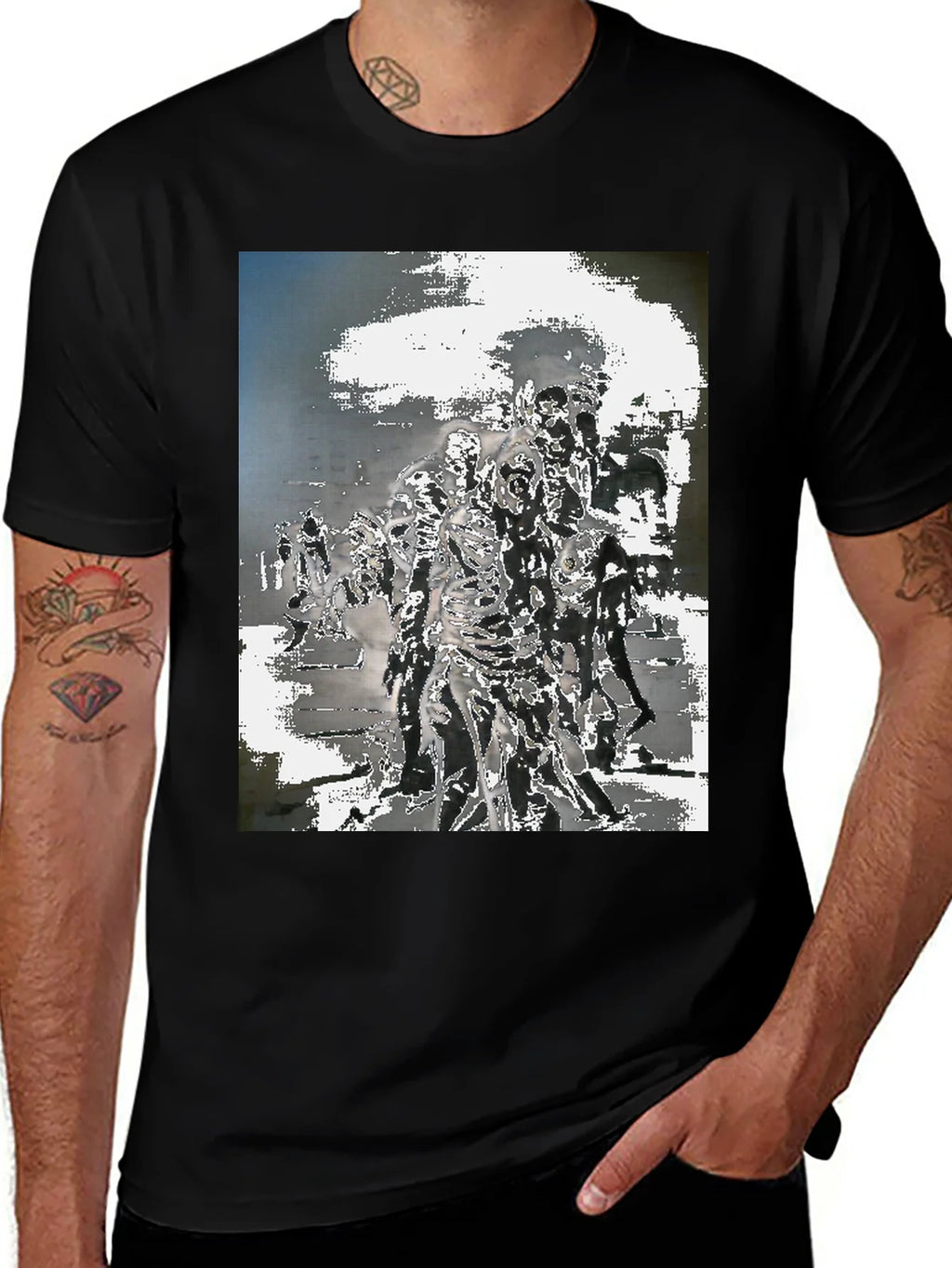 Zombie Horde Graphic Tee - Black Cotton T-Shirt