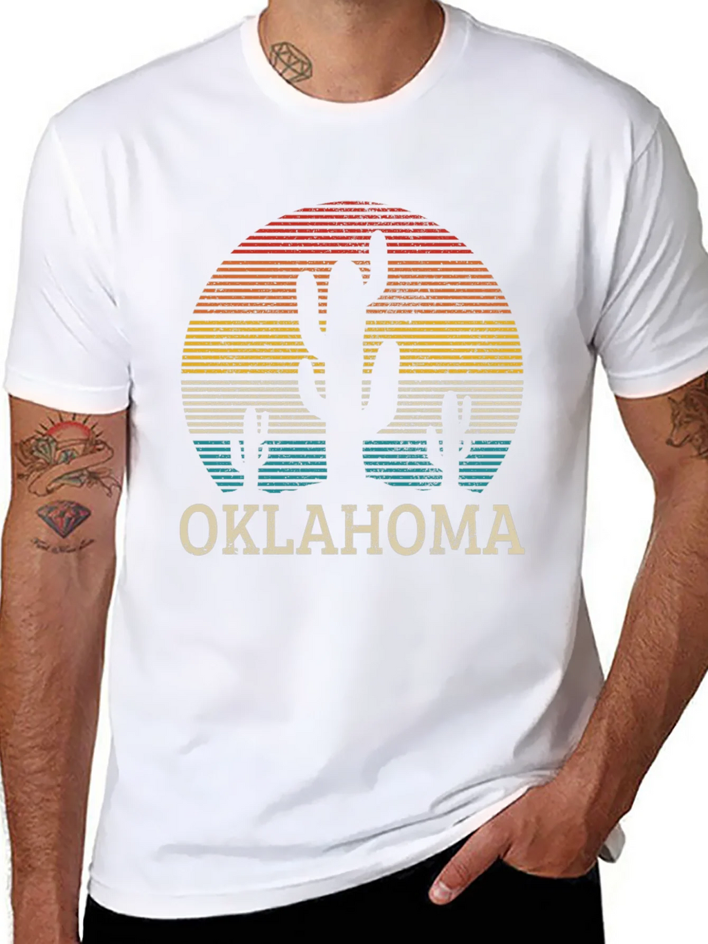 Retro Oklahoma Cactus Sunset T-Shirt