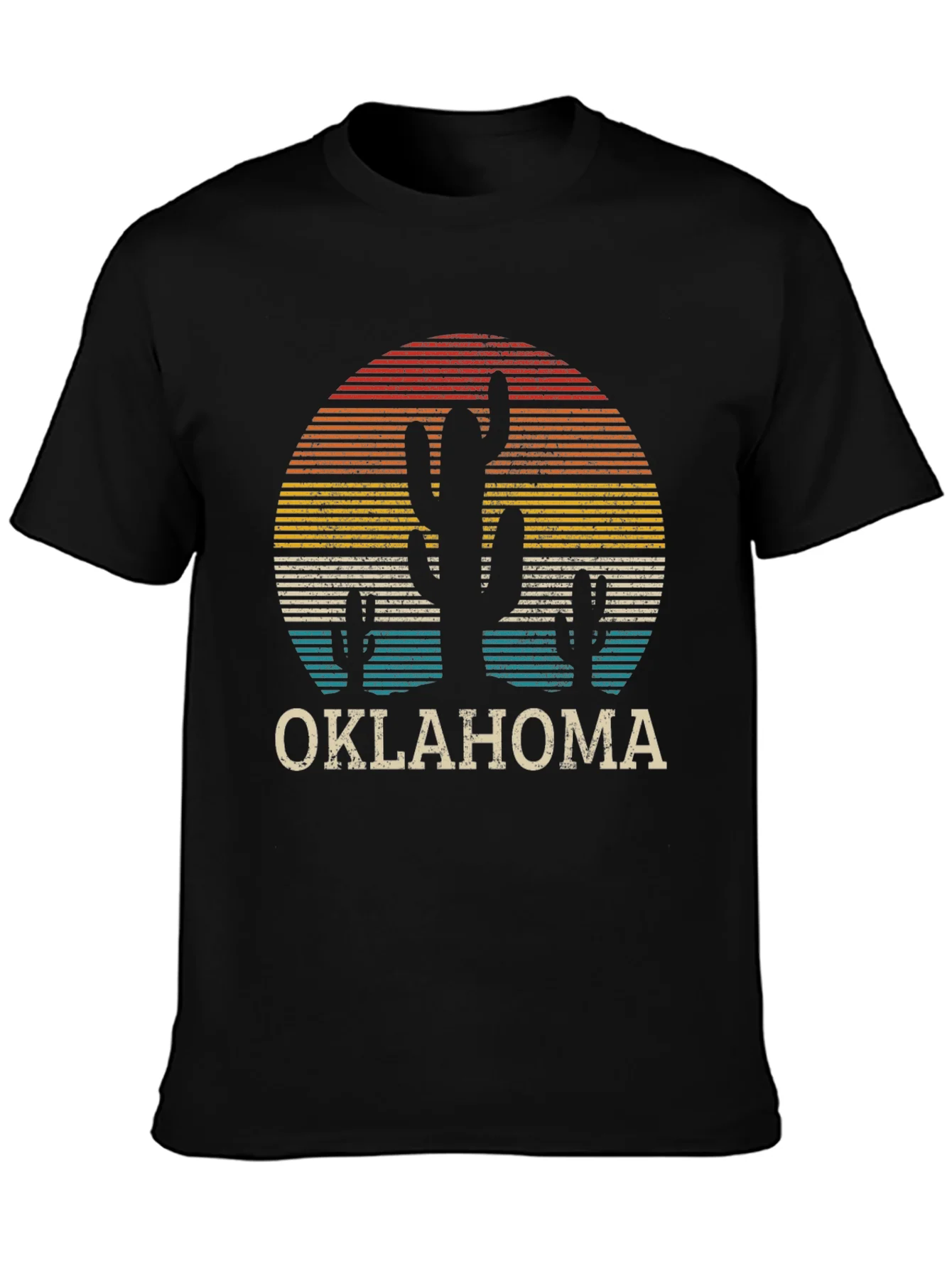 Retro Oklahoma Cactus Sunset T-Shirt