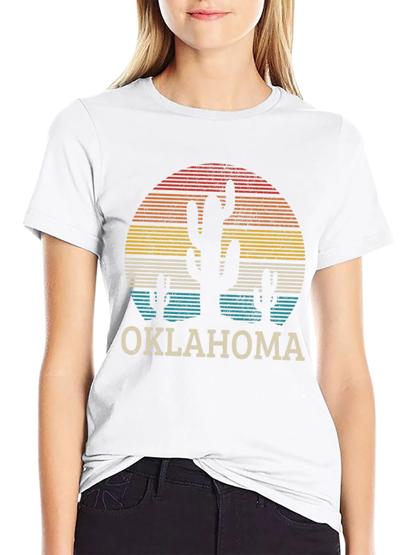 Retro Oklahoma Cactus Sunset T-Shirt