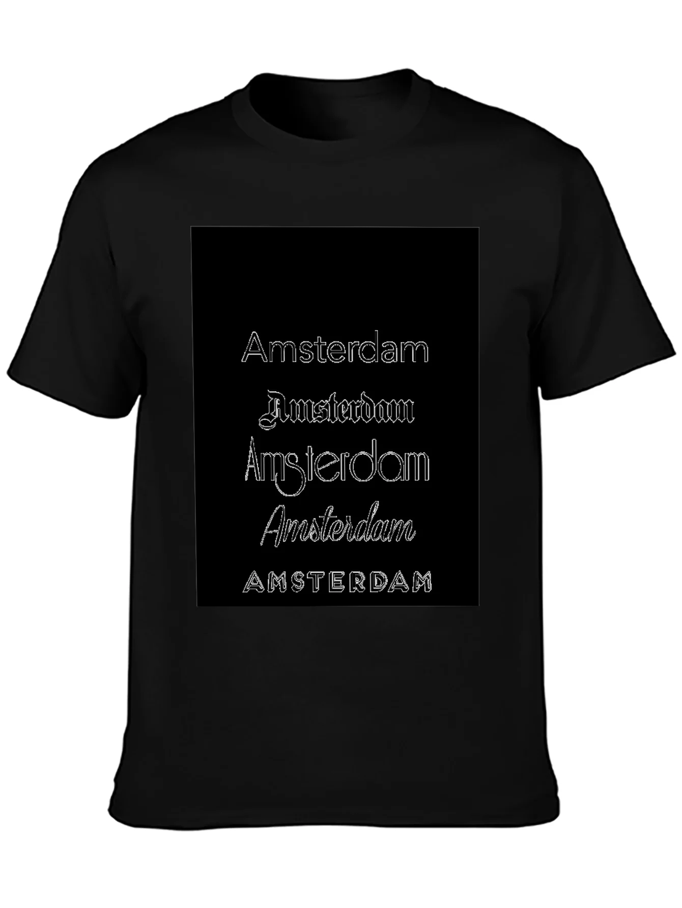 Amsterdam Typography Black T-Shirt
