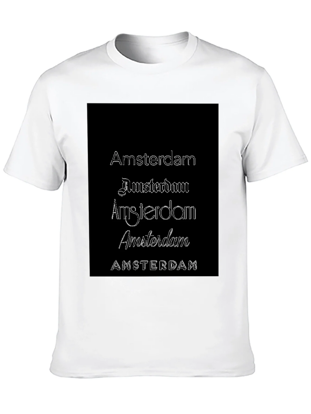 Amsterdam Typography Black T-Shirt
