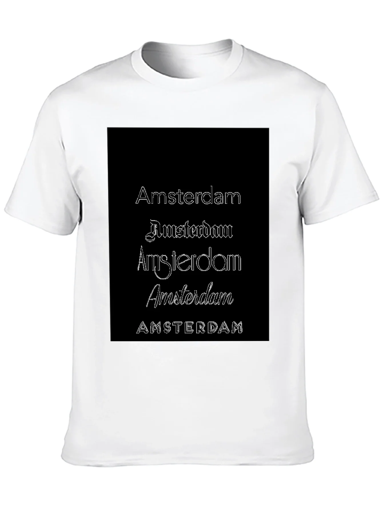 Amsterdam Typography Black T-Shirt