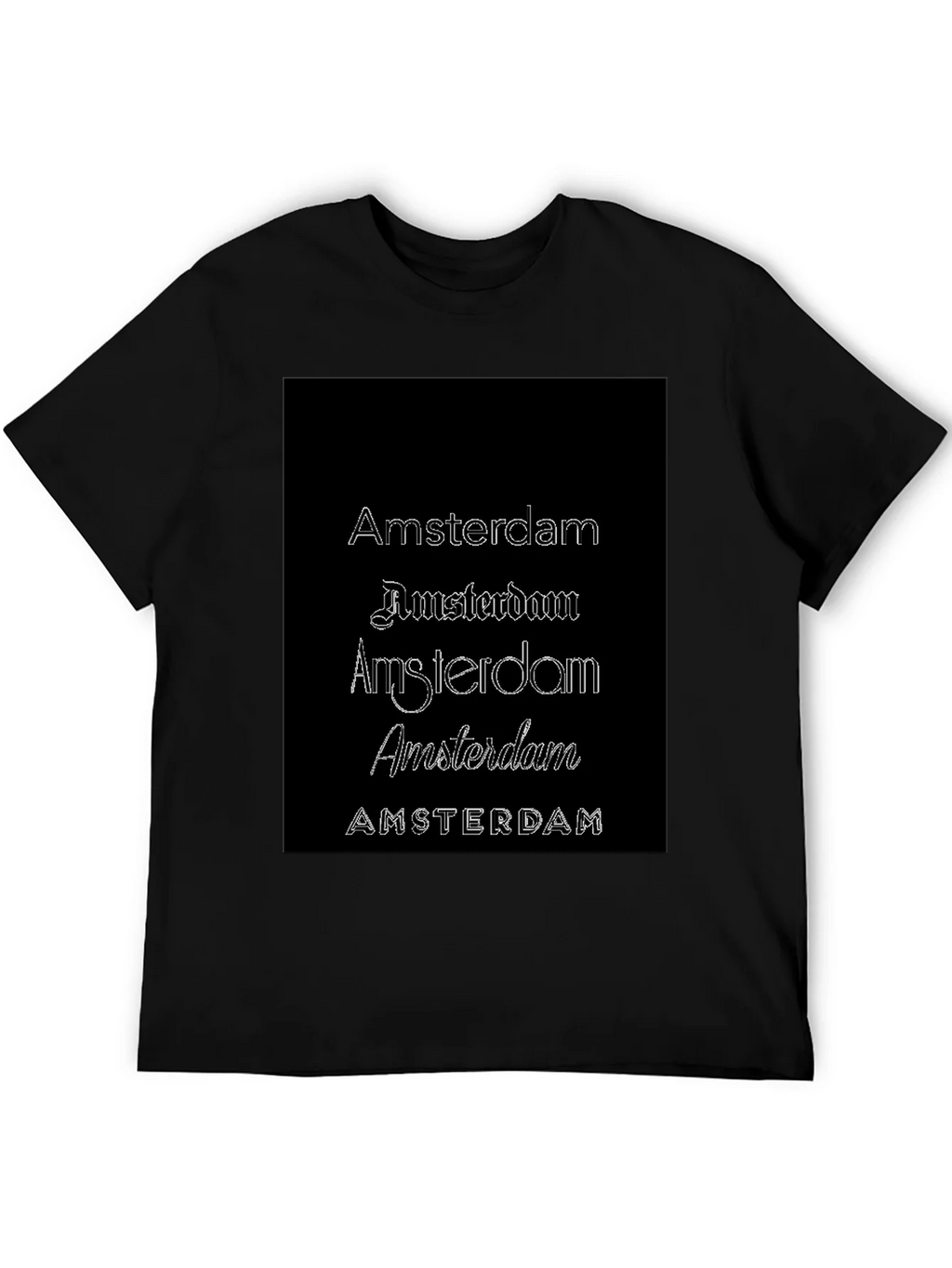 Amsterdam Typography Black T-Shirt