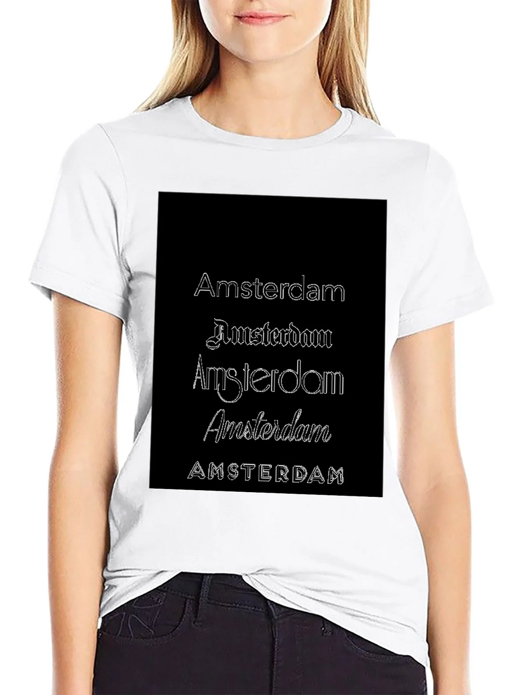 Amsterdam Typography Black T-Shirt
