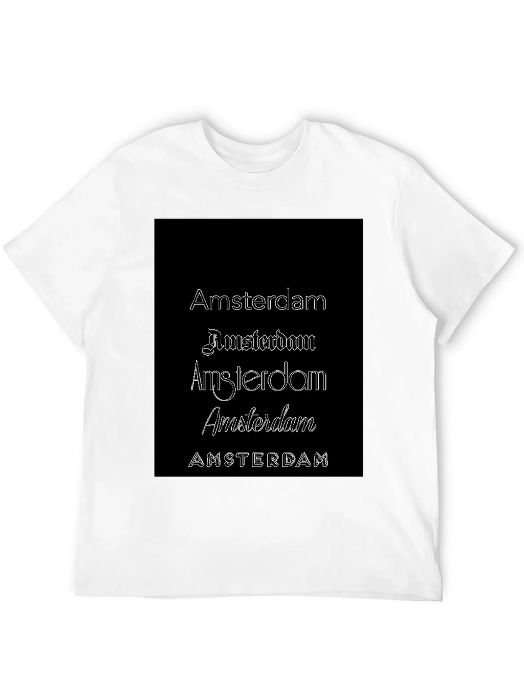 Amsterdam Typography Black T-Shirt