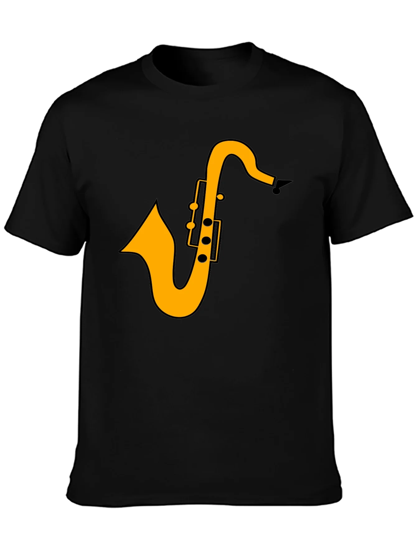 Saxophone Graphic Tee - Black Casual T-Shirt