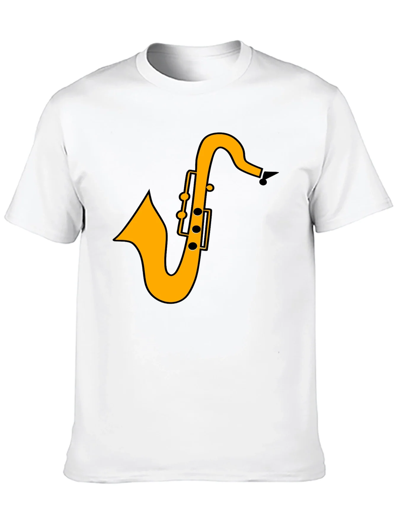 Saxophone Graphic Tee - Black Casual T-Shirt