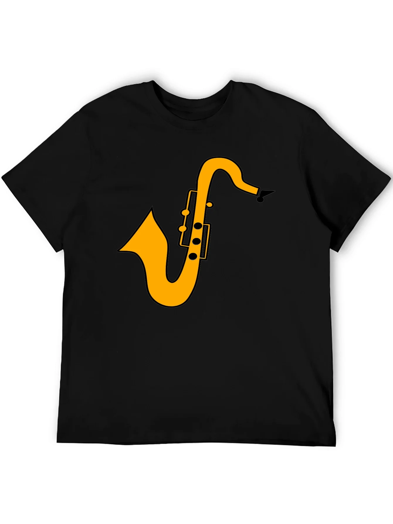 Saxophone Graphic Tee - Black Casual T-Shirt