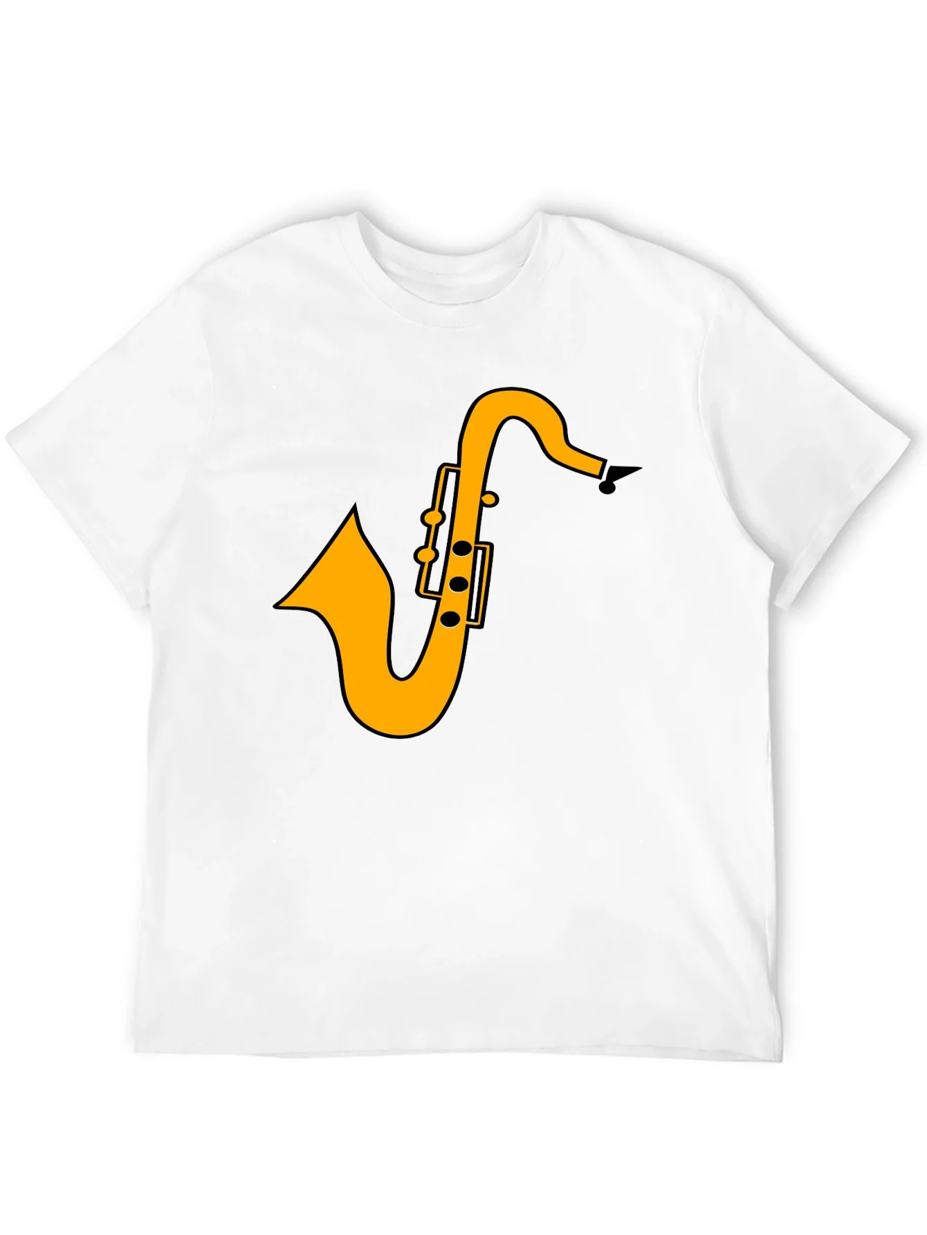 Saxophone Graphic Tee - Black Casual T-Shirt