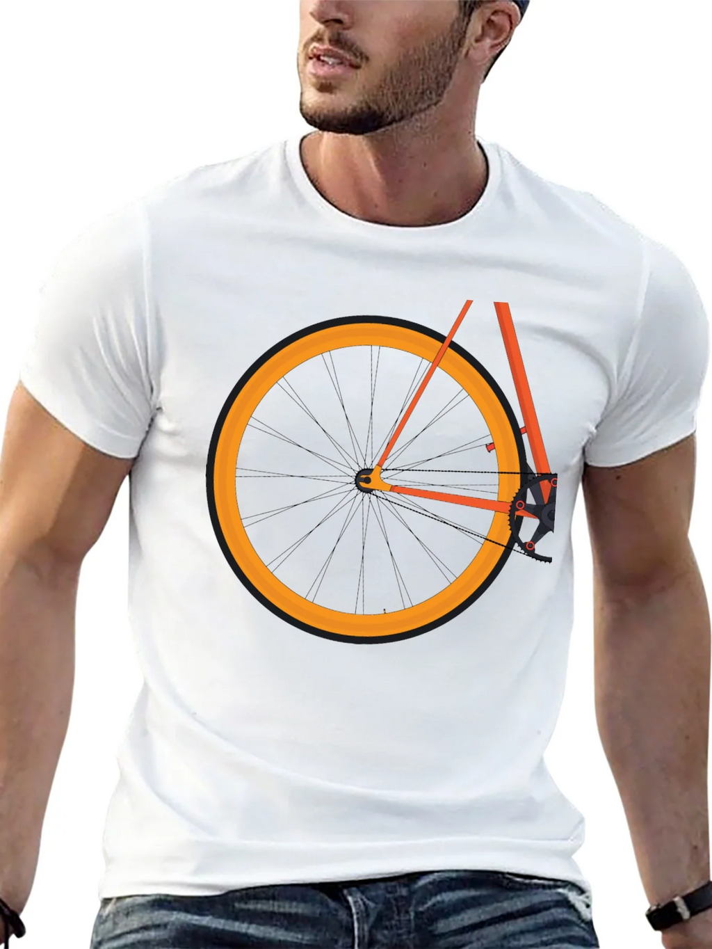 Black Bicycle Graphic Tee - Casual Cotton Blend T-Shirt