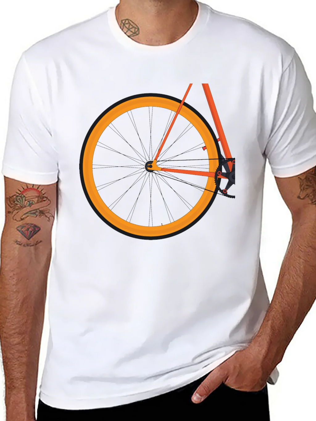 Black Bicycle Graphic Tee - Casual Cotton Blend T-Shirt