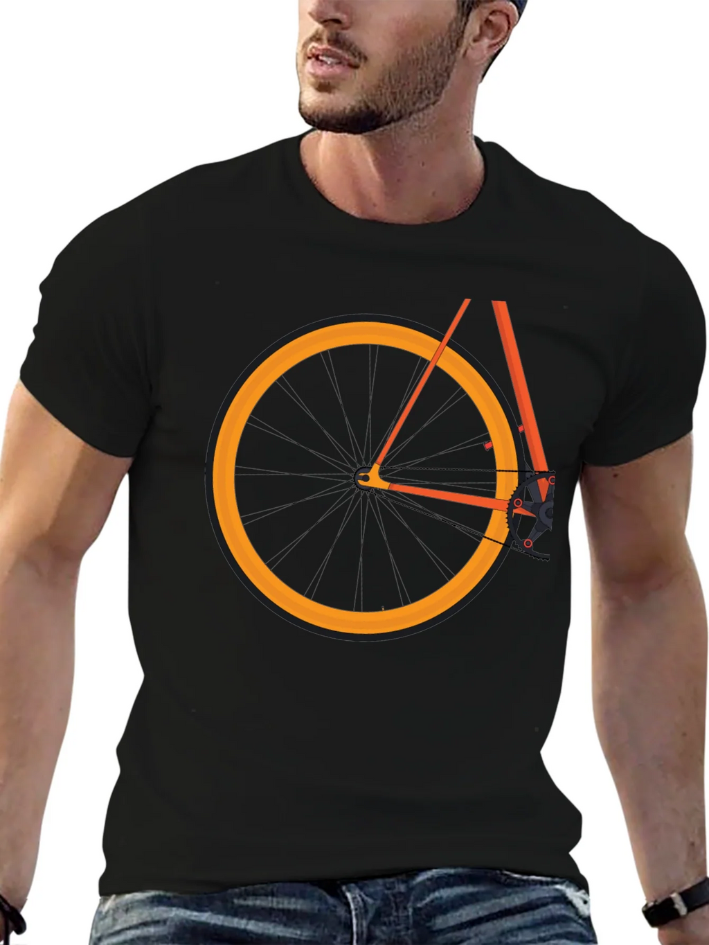 Black Bicycle Graphic Tee - Casual Cotton Blend T-Shirt