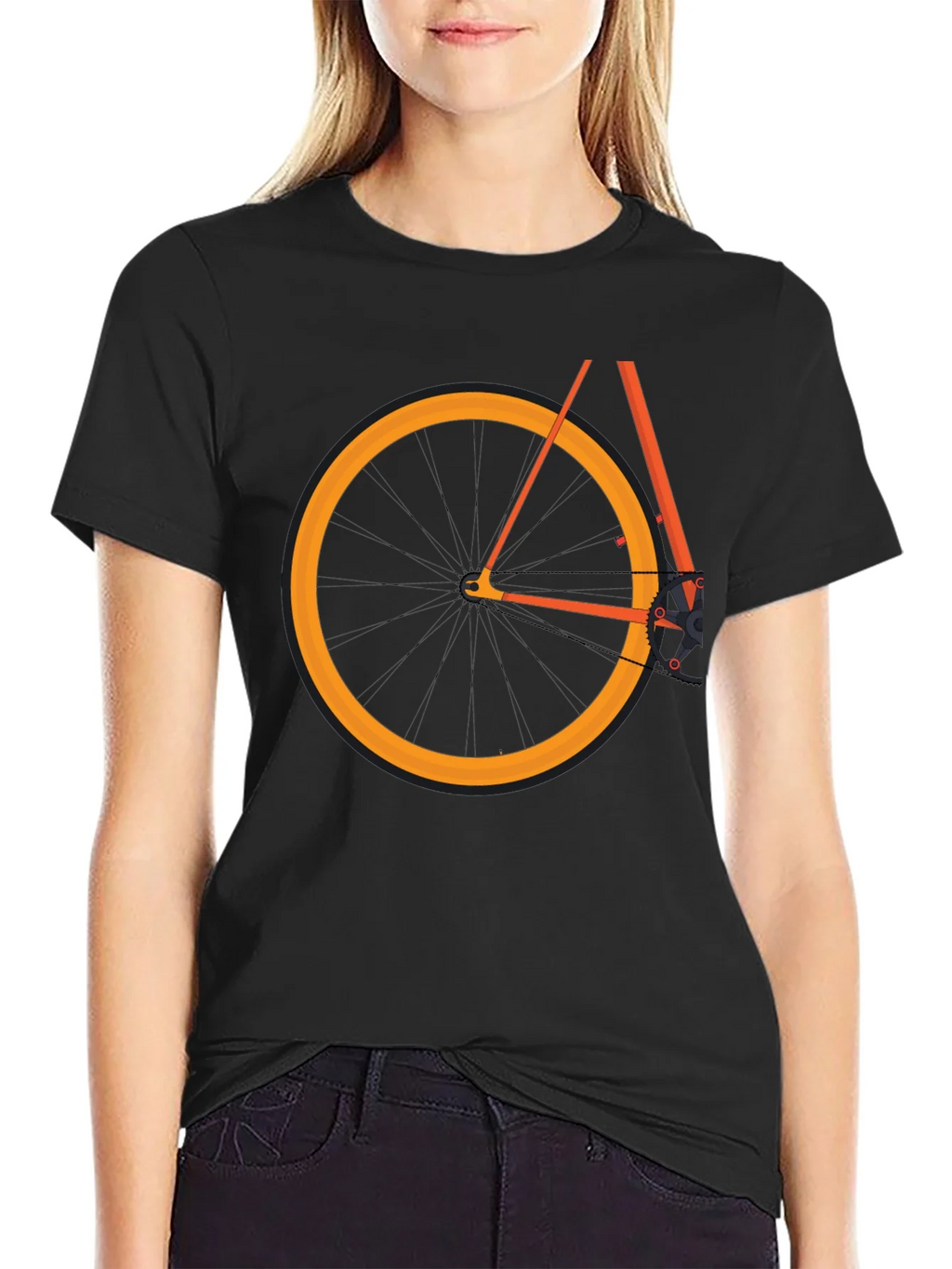 Black Bicycle Graphic Tee - Casual Cotton Blend T-Shirt