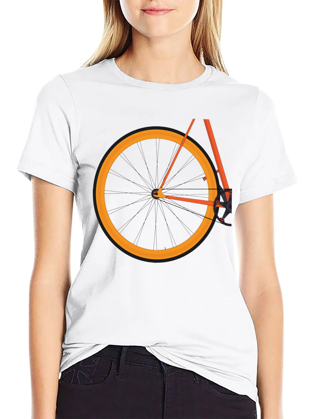 Black Bicycle Graphic Tee - Casual Cotton Blend T-Shirt