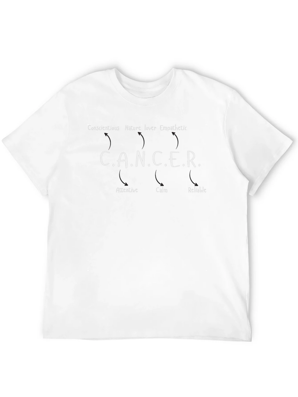 CANCER Zodiac T-Shirt - Conscientious Attentive Calm