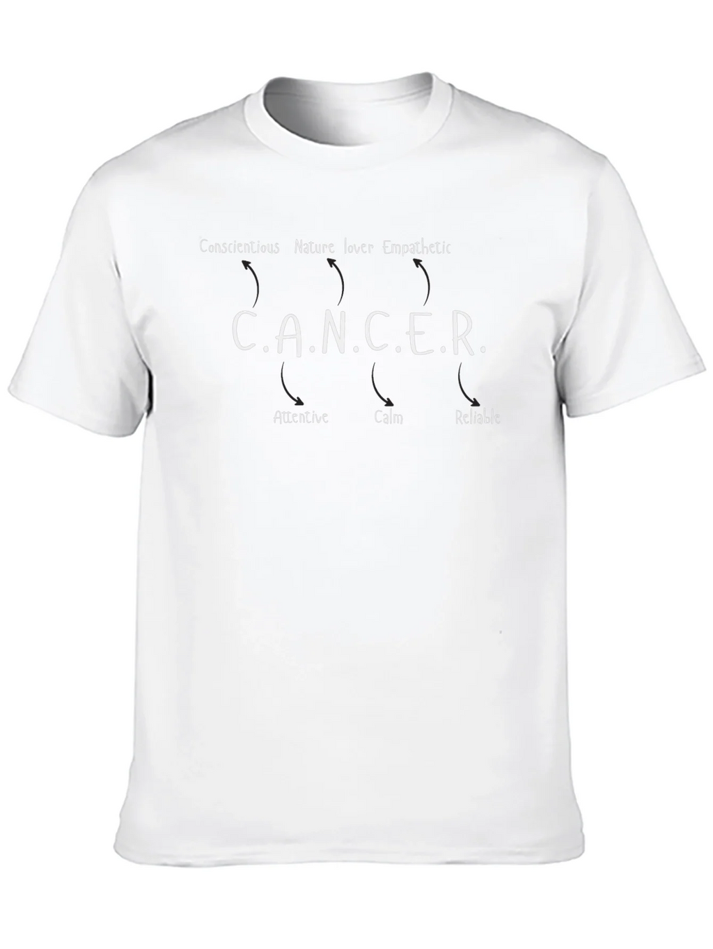 CANCER Zodiac T-Shirt - Conscientious Attentive Calm
