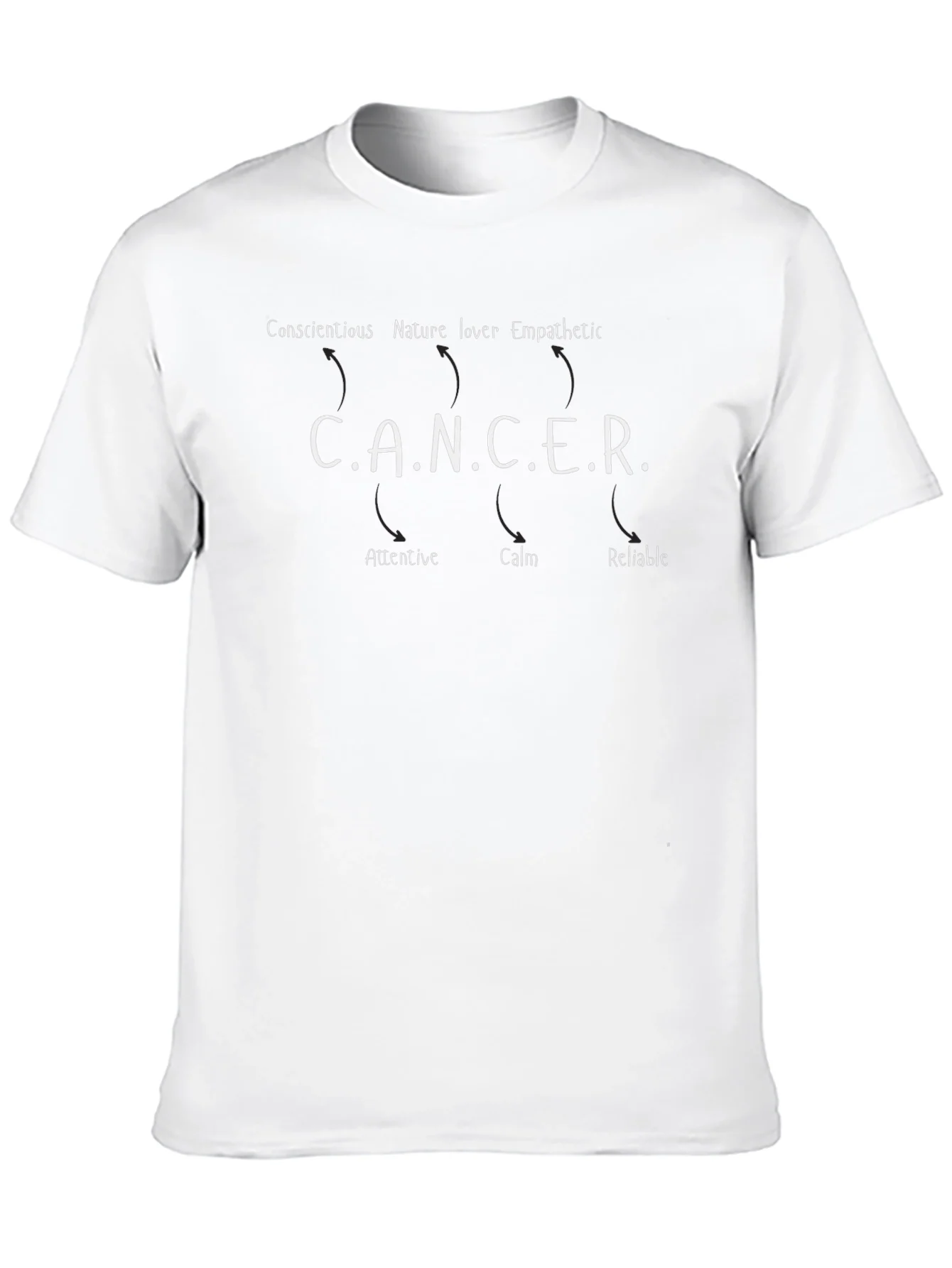 CANCER Zodiac T-Shirt - Conscientious Attentive Calm