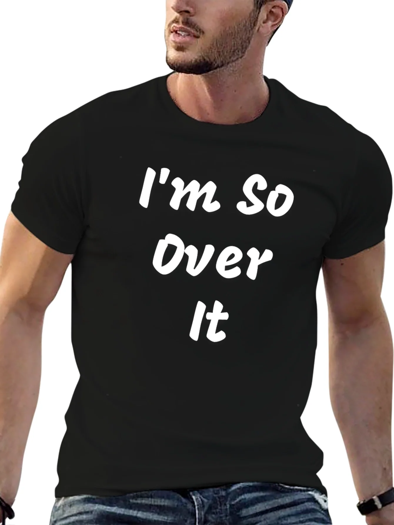 Im So Over It Graphic Tee - Black Cotton T-Shirt
