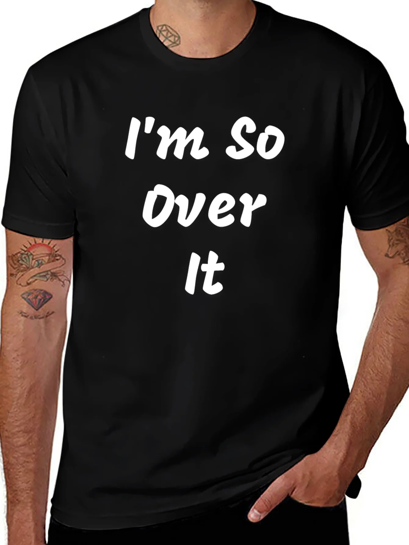 Im So Over It Graphic Tee - Black Cotton T-Shirt