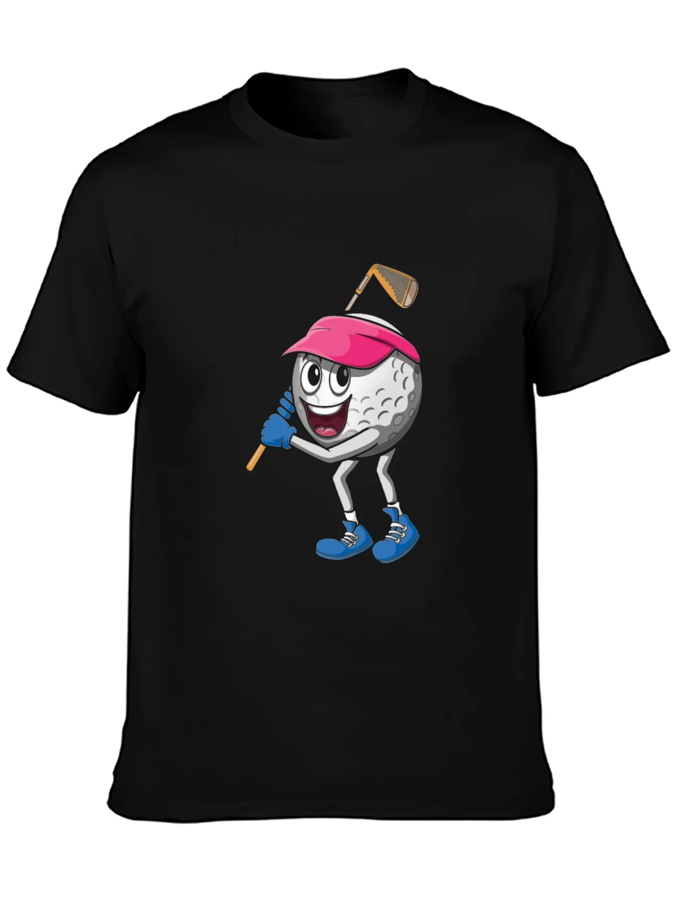 Golf Ball Cartoon Black T-Shirt
