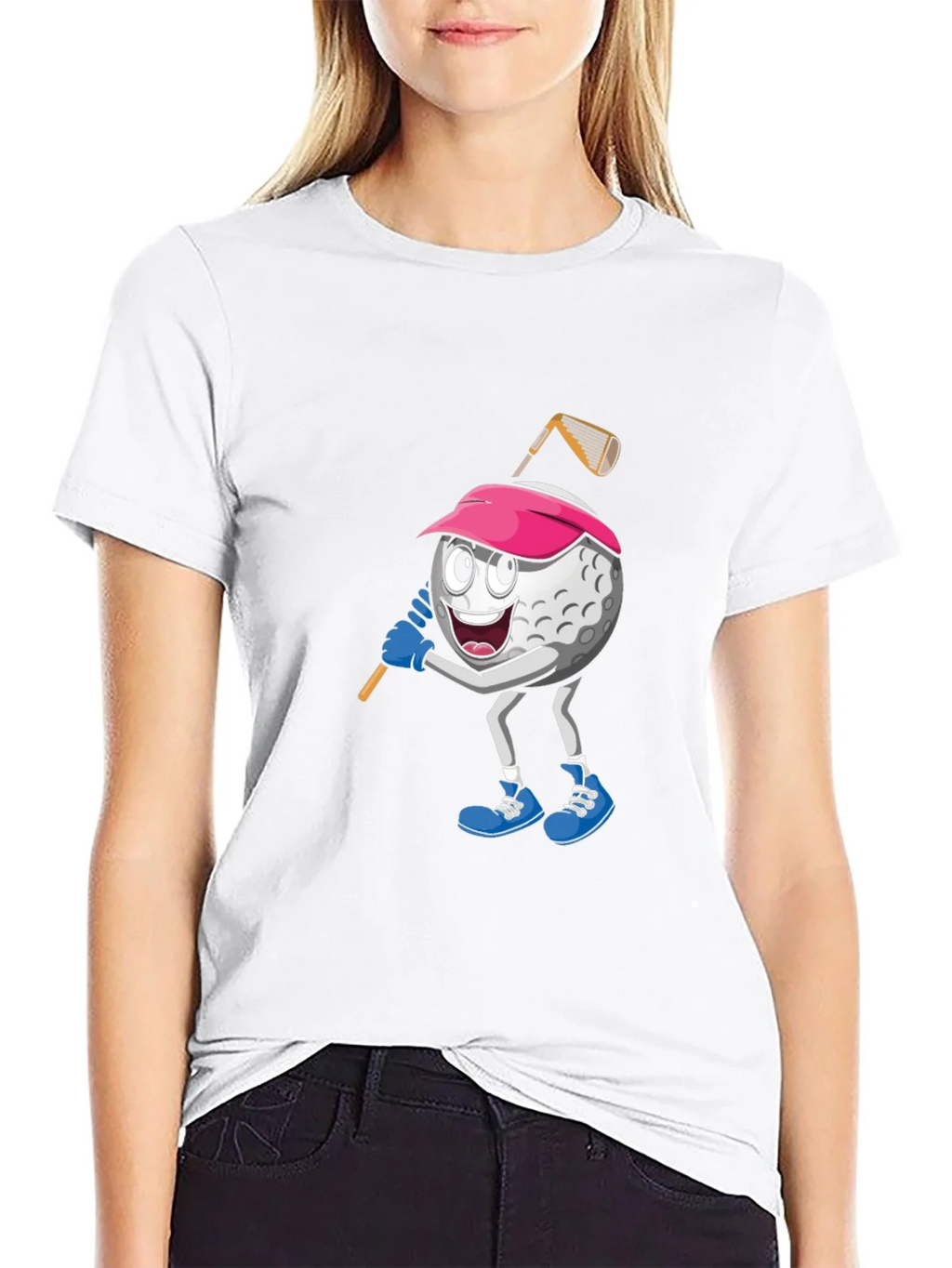 Golf Ball Cartoon Black T-Shirt